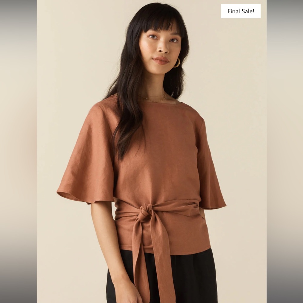 VETTA The Flutter Sleeve Wrap Top - Size S